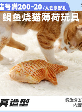 宠物玩具毛绒鲷鱼烧猫草包