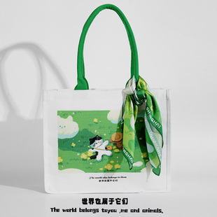 领养之家 原创救基地泰酷猫呼吁保护动物托特豹通勤包购物袋布袋