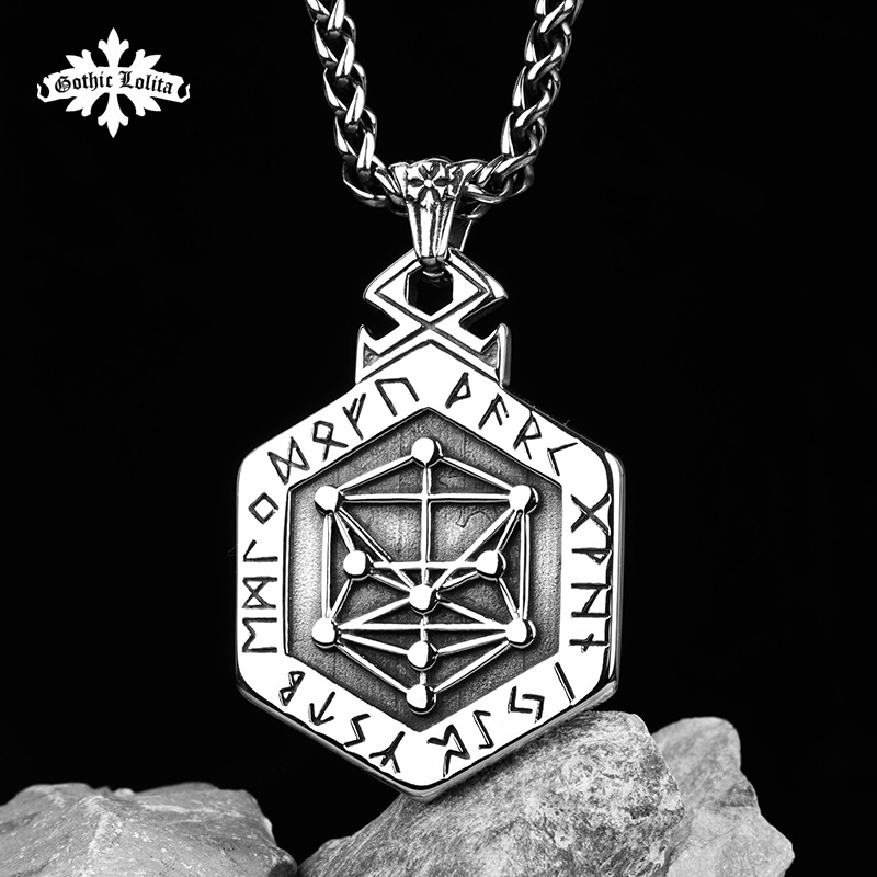 北欧维京图腾项链男钛钢潮人个性霸气ins吊坠嘻哈学生复古毛衣链