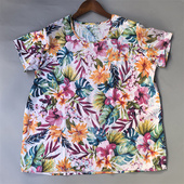 透气舒适 桑蚕丝上衣百搭新 t恤圆领套头衫 100%真丝绢纺衬衫 女短袖