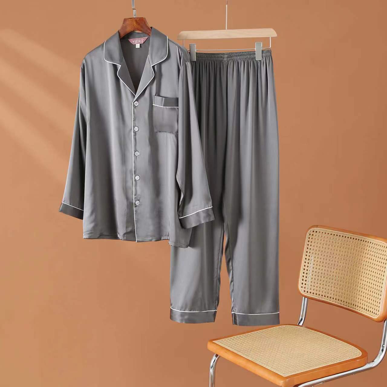 重磅气质丝滑套装素绉缎家居服