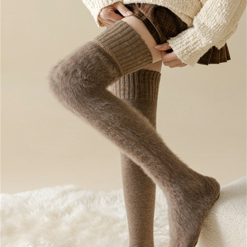 羊绒过膝袜子女秋冬款长筒袜保暖加绒加厚护膝高筒大腿袜羊毛新品