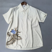 重磅好货 新 100%真丝绢纺绢格厚实基本百搭款 衬衫 乳白色印花短袖