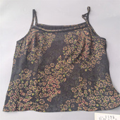 XL码 吊带上衣高端 圆领夏季 杂花入 100%真丝桑蚕丝香云纱印花无袖