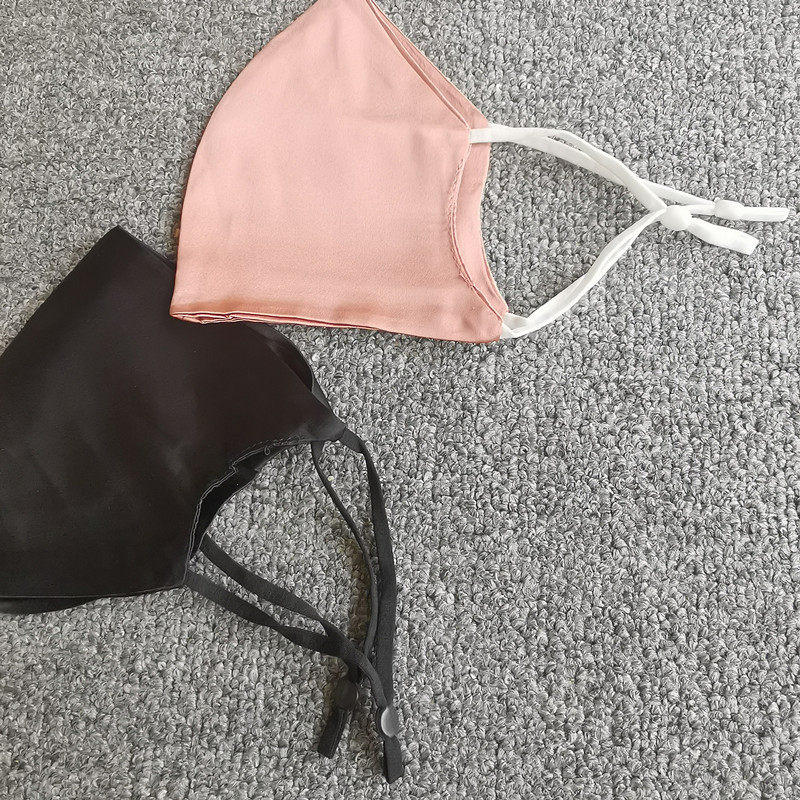 新品 100真丝素绉缎双层桑蚕丝耳罩透气面罩护脸宽松男女春夏