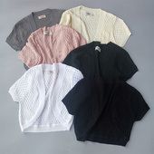 开衫 新品 蚕丝小披肩女士针织桑蚕丝短外套镂空小坎肩配旗袍短袖