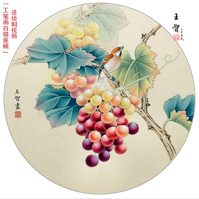 工笔画底稿白描画稿临摹底稿白描