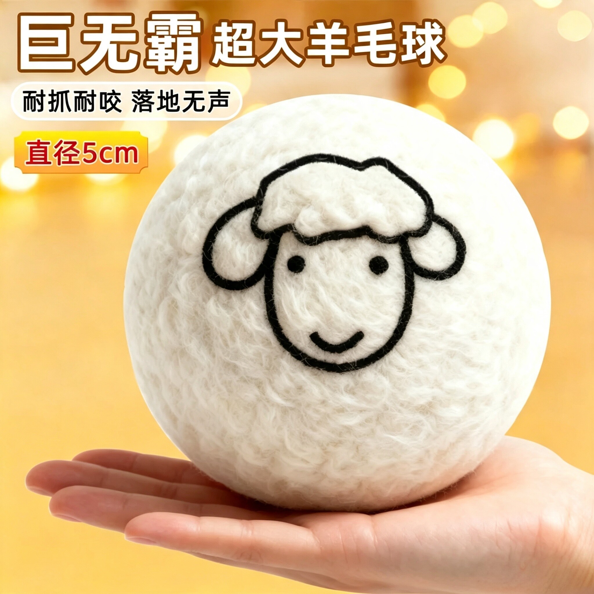 猫咪静音耐咬自嗨羊毛球玩具