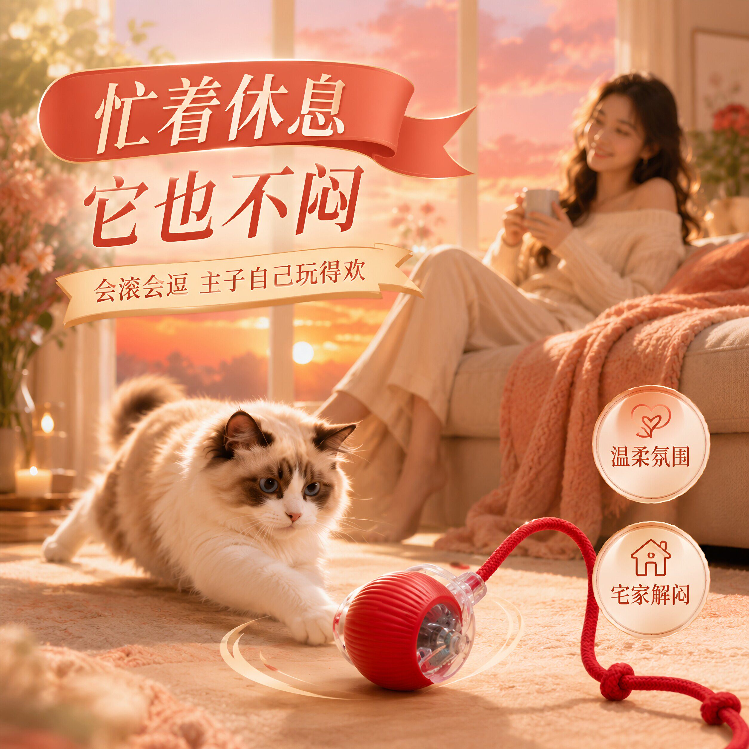 猫玩具猫咪智能逗猫球自嗨解闷小猫自动躲避宠物电动突滚滚棒神器