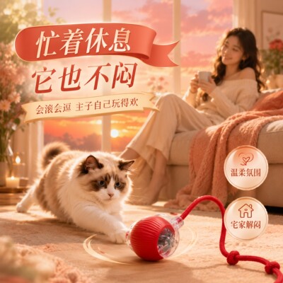猫玩具猫咪智能逗猫球自嗨解闷小猫自动躲避宠物电动突滚滚棒神器
