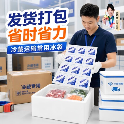 自吸水冰袋重复使用家用快递专用摆摊冷冻冰板冷藏包商用制冷生鲜