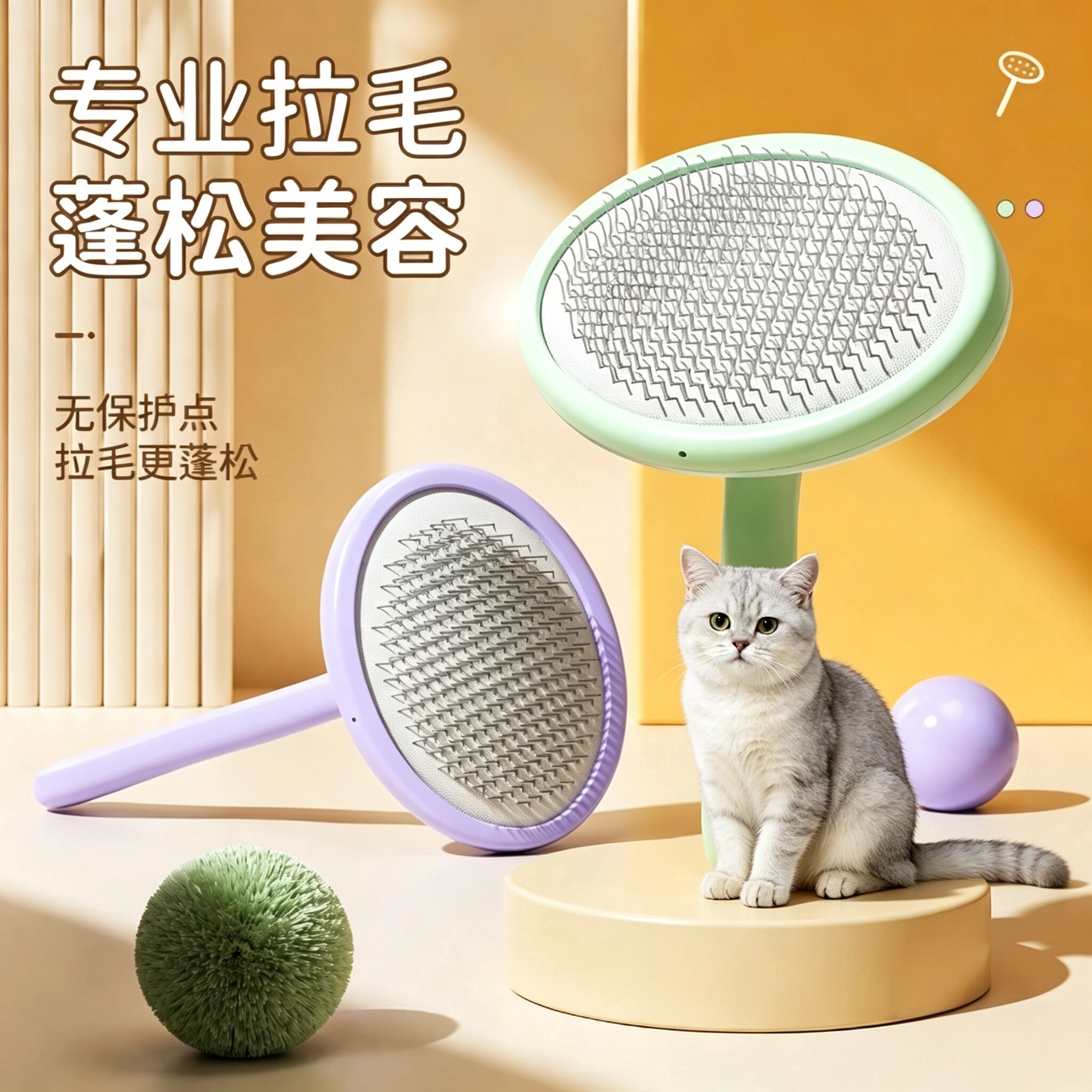 猫狗云柔气垫开结针梳