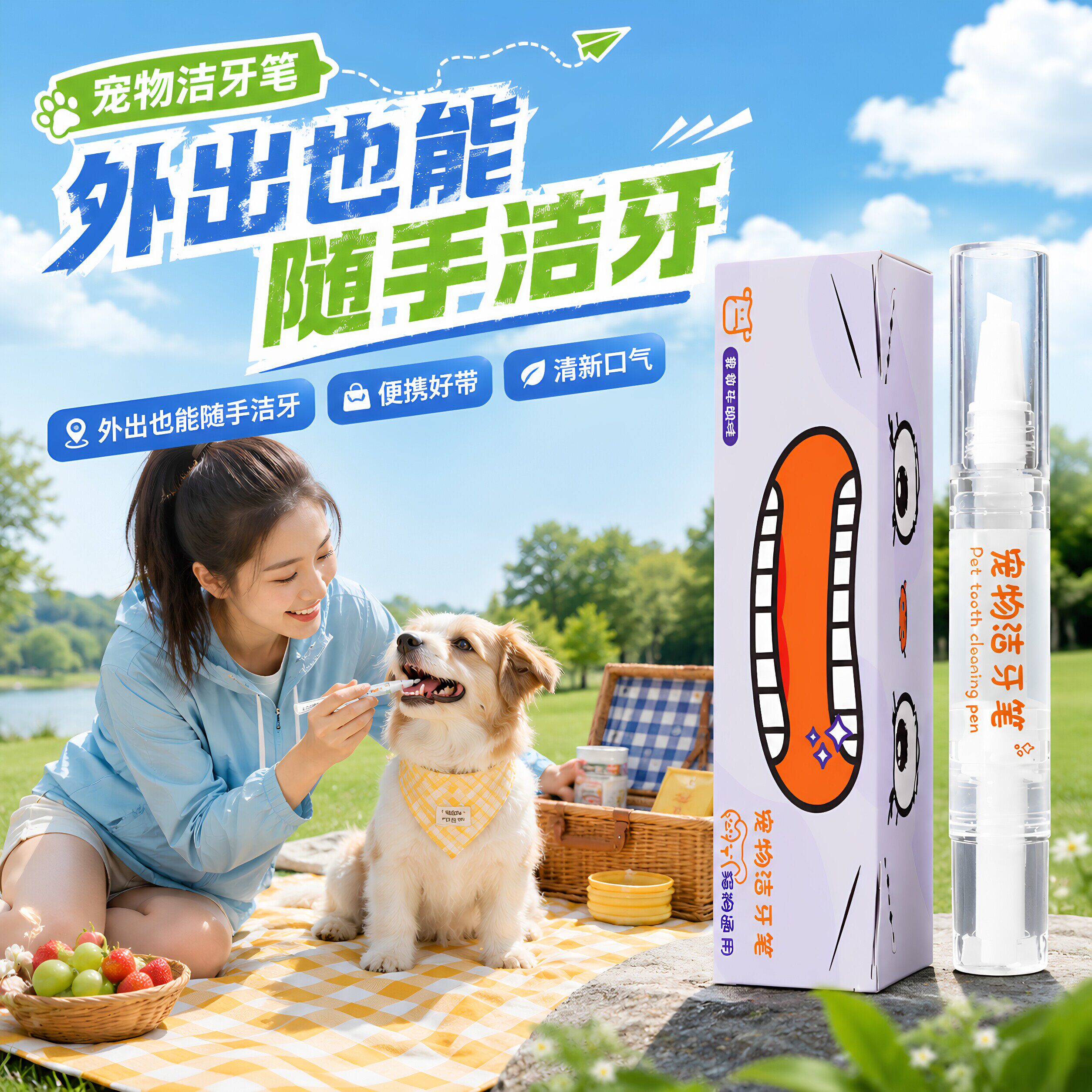 宠物洁牙笔牙刷笔牙膏一体猫狗口腔清洁结石除口臭狗狗猫咪刷牙用