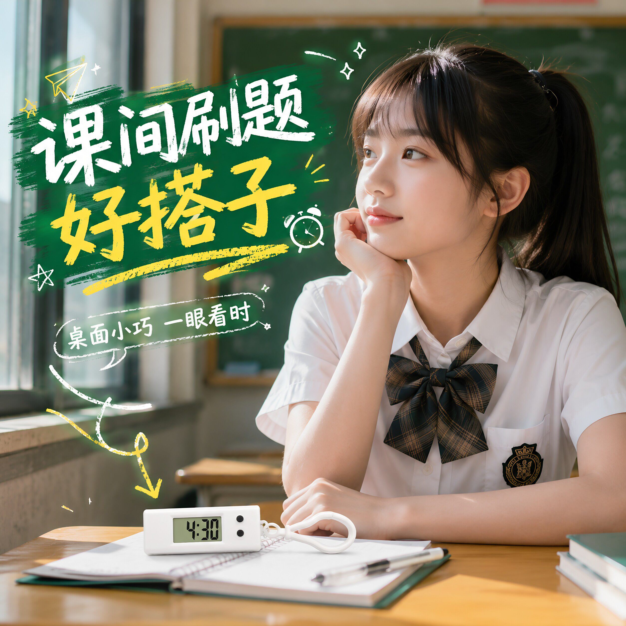 简约迷你时间表学生考试专用电子表时钟夜光表随身便携小挂表钥匙