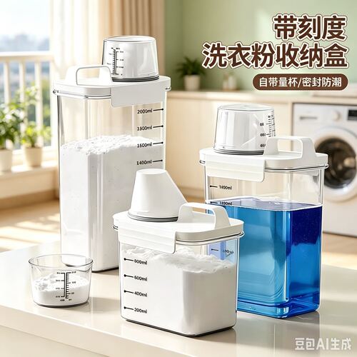 洗衣粉收纳盒子家用大容量肥皂塑料桶洗衣液分装罐神器专用储存盒