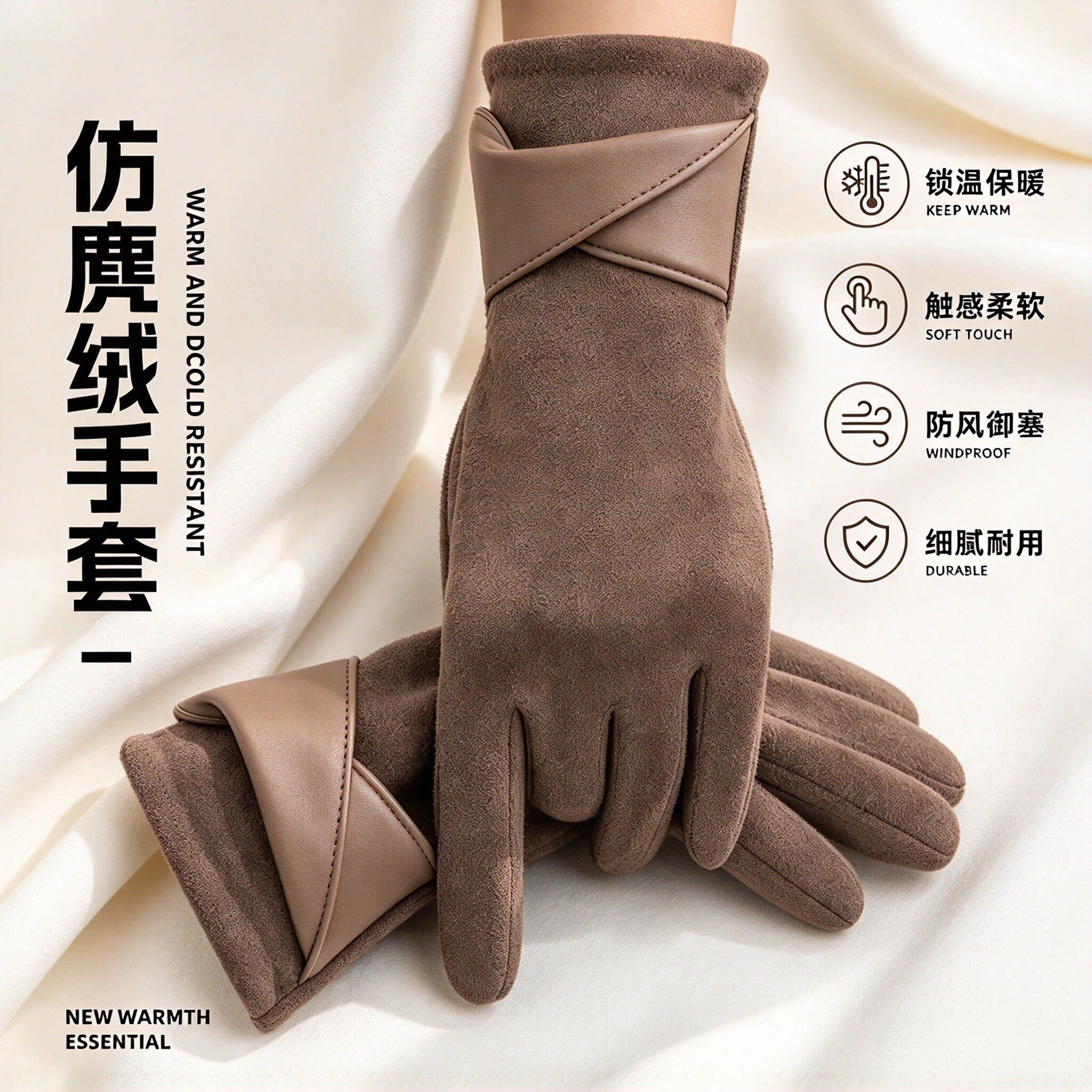 冬季加绒防风触屏开车骑车手套