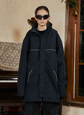 STEEPC 秋冬长款重磅绗棉解构机警感棉衣外套