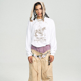 STEEPC 朱志鑫同款 薄柔面料*旷野短宽松无缝下摆长袖t恤