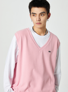 【清仓】LAMC丨华夫格V领纯色马甲基础内搭男女情侣潮牌休闲背心