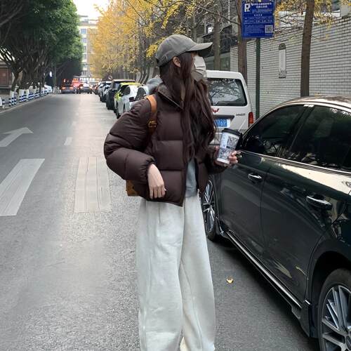 LAMC丨90白鸭绒肯豆短款纯色羽绒服外套冬加厚小个子高充绒量女