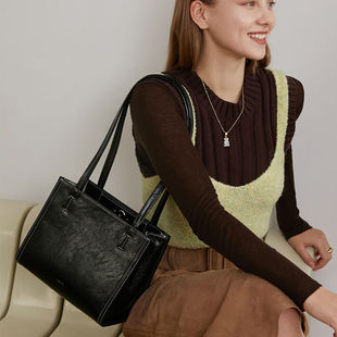 韩国包包Oblong bag单肩包托特包竖款大容量手提包腋下包