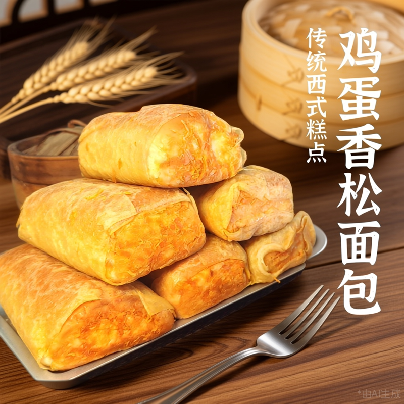 鸡蛋香松面包早餐下午茶面包图片