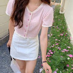 Summer short top with fresh summer short sleeve T-shirt and wide leg pants