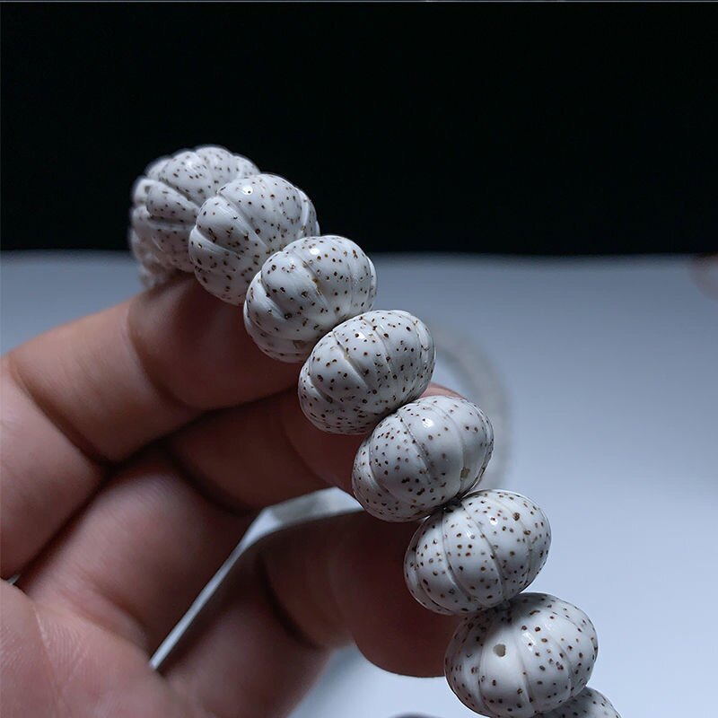 海南星月菩提籽干磨顺白雕刻南瓜珠108颗佛珠手链项链文玩手串