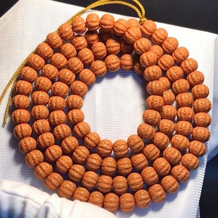 猴头京八棱108颗飞碟脖挂雕刻矮桩手串文玩男女款念珠手链佛珠