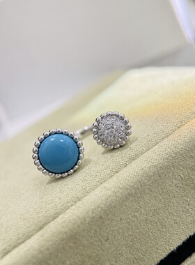 欧美风博主同款绿松石通体925纯银18k厚金电镀 纯银戒指 个性指环