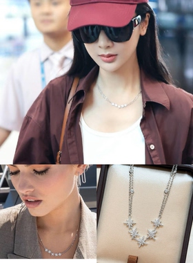 杨紫同款流星双层满天星925纯银项链小红熟爆款厚金电镀铂金色