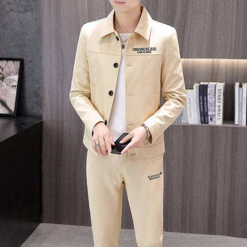 件套男士秋季外套韩版潮流帅气上衣休闲夹克搭配裤子一套装衣服