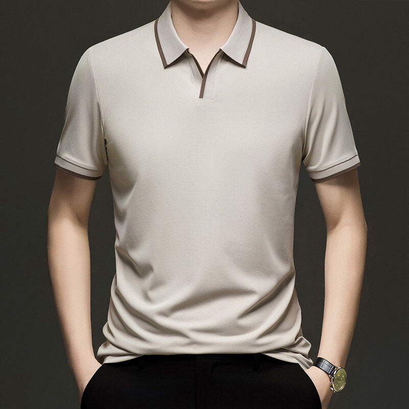 男士翻领短袖t恤夏装宽松休闲商务高端轻熟风凉感半袖polo衫男款