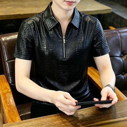 老钱风男装轻奢高级感半拉链针织短袖polo衫男夏薄款2026新款t恤