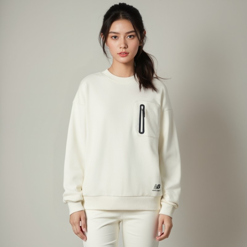 【正品】New Balance 纯色短款显瘦女款套头卫衣AWT14372-NMC