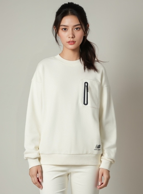 【正品】New Balance 纯色短款显瘦女款套头卫衣AWT14372-NMC