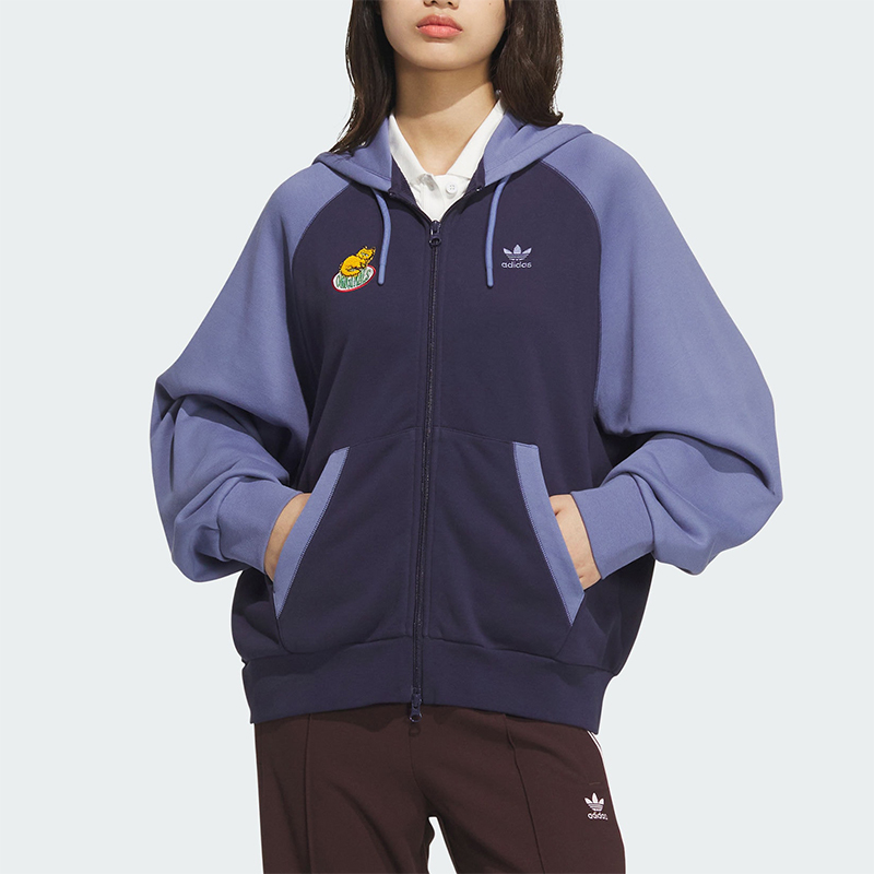 Adidas_阿迪达斯三叶草女士.街头风拼接连帽外套JL7525