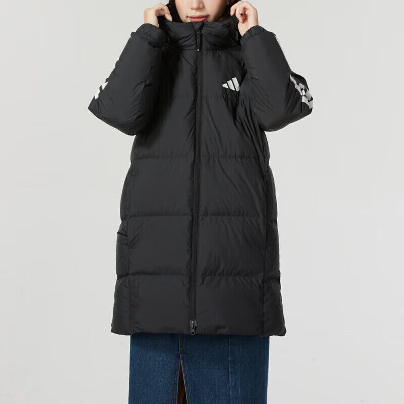 阿迪达斯冬季女子户外运动训练休闲连帽羽绒服外套JG3855