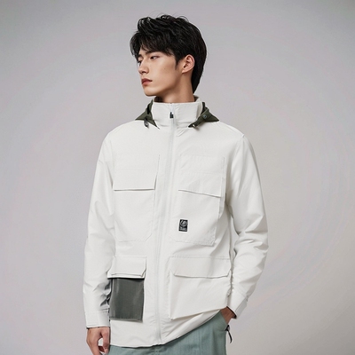 Vans范斯米白色工装风男女情侣风帽夹克外套VN0A54KFFS8