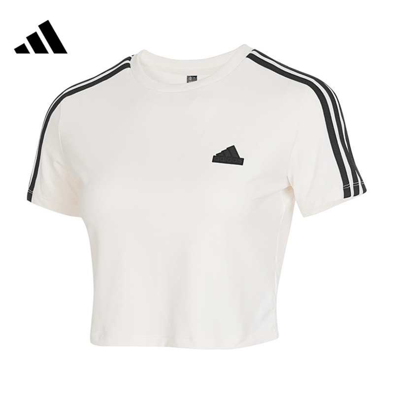 adidas阿迪达斯女子短款运动舒适透气圆领短袖T恤JV9932