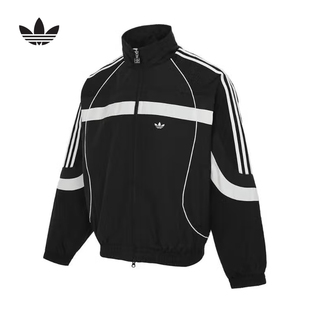 阿迪达斯三叶草2025春新年款复古双拉链运动夹克外套短棉服JN3796
