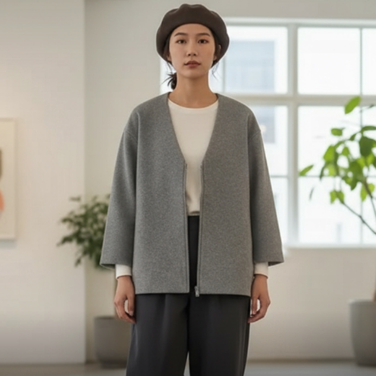 New Balance 秋冬休闲纯色V领宽松型夹克 女款 AWJ25006-GR
