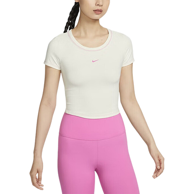 Nike耐克FITTED女士运动透气训练修身短款短袖T恤HM4584-133