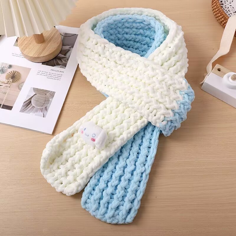 玉桂狗围巾材料包小熊围巾毛线diy材料包粗线冰条线围巾成品