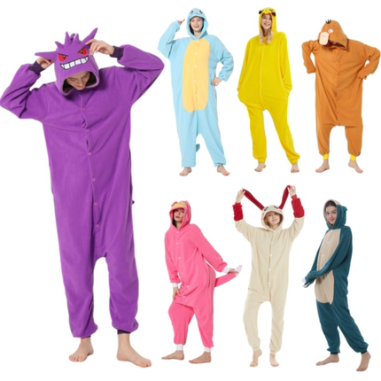 神奇宝贝宠物精灵卡通连体睡衣情侣动漫演出服耿鬼胖丁妙蛙皮卡丘
