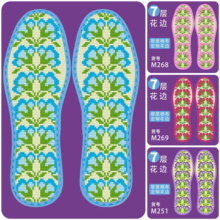 新款买二送一七层纯棉布带花边印花十字绣鞋垫手工自己绣吸汗透气