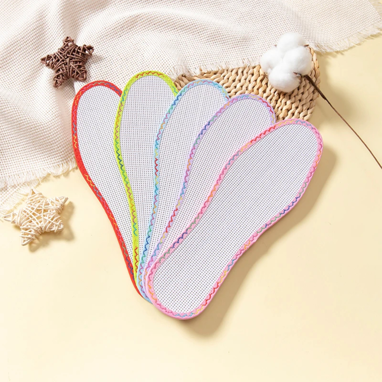 精密小格子七层棉布十字绣鞋垫