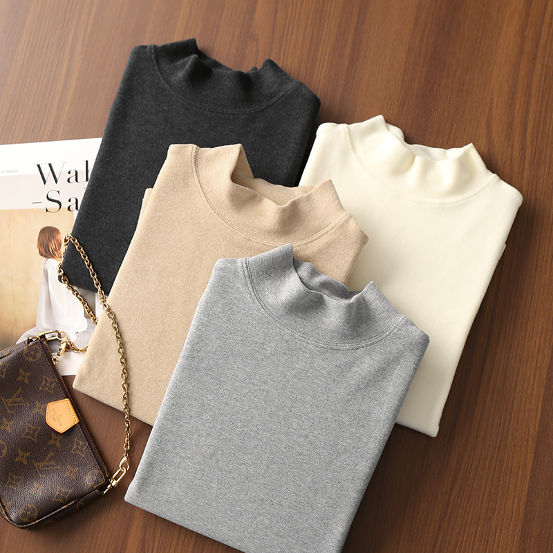 淘么淘 冬日小暖炉 软糯棉弹磨毛修身立领打底衫T恤内搭外穿新款