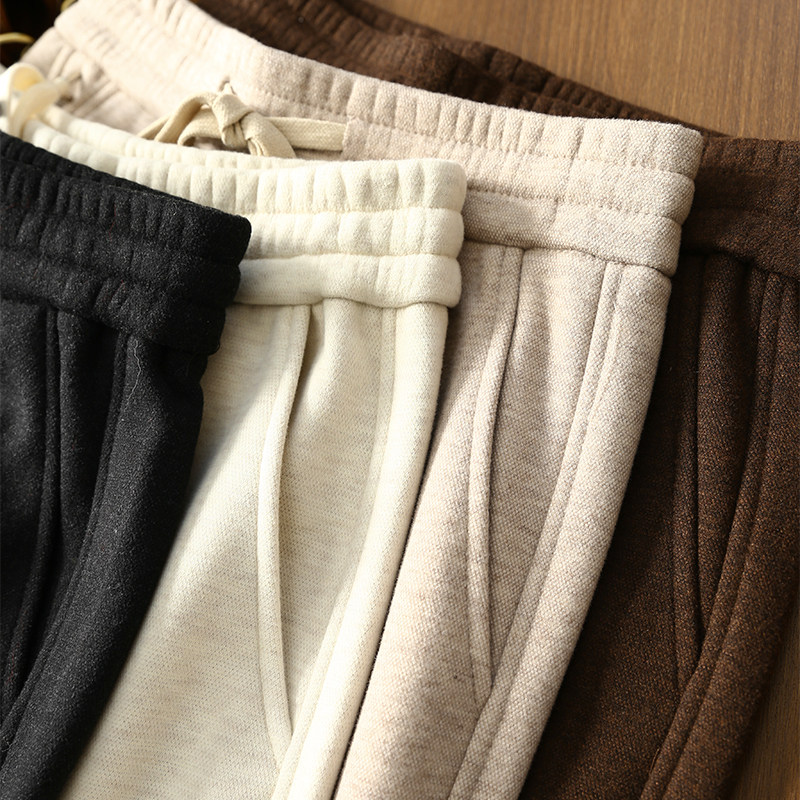 淘么淘 松弛又显瘦 羊毛+羊绒+醋酯加厚绒系带松紧高腰休闲长裤女,女装/女士精品,休闲裤,淘宝优惠券,粉丝福利购,淘宝优惠卷