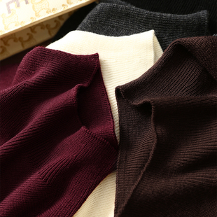 淘么淘【可机洗】无缝全成型超细羊毛半高领弹力修身针织衫女新款